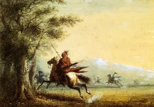 Indians in Pursuit by Alfred Jacob Miller - Oil Painting Reproduction