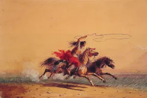 Lassoing Wild Horses painting by Alfred Jacob Miller