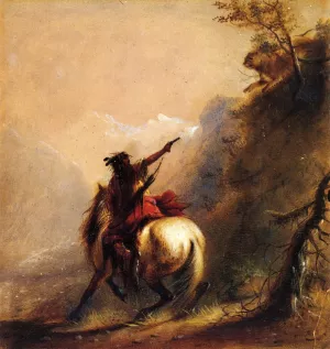 Shooting a Cougar by Alfred Jacob Miller Oil Painting