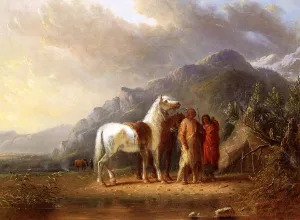 Sioux Camp by Alfred Jacob Miller - Oil Painting Reproduction