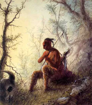 Sioux Indian at a Grave by Alfred Jacob Miller - Oil Painting Reproduction