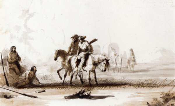 Main Product Photo of Starving Trappers Painting by Alfred Jacob Miller