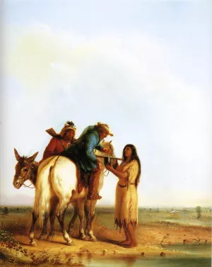 The Thirsty Trapper by Alfred Jacob Miller - Oil Painting Reproduction
