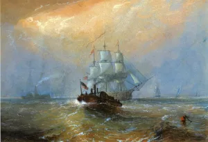 Tugboats Below New Orleans painting by Alfred Jacob Miller
