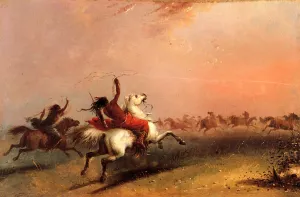 Wild Horse Hunt by Alfred Jacob Miller Oil Painting
