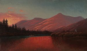 Sunset, Silver Lake Cottonwood Canyon, Utah by Alfred Lambourne Oil Painting