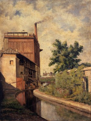La Bievre, rue Croulebarbe by Alfred-Louis Bahuet Oil Painting
