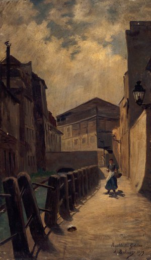 La Bievre, ruelle des Gobelins by Alfred-Louis Bahuet Oil Painting