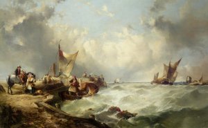 A Jetty on the French Coast Oil painting by Alfred Montague