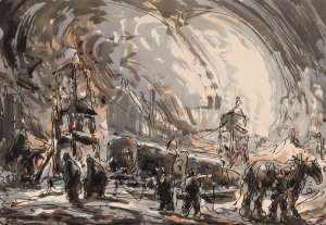 After the Funfair by Alfred Ost Oil Painting