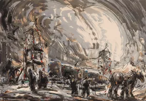 After the Funfair by Alfred Ost Oil Painting