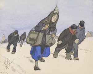 Oorlogsvluchtelingen in de sneeuw by Alfred Ost Oil Painting