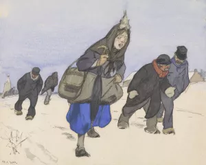 Oorlogsvluchtelingen in de sneeuw by Alfred Ost Oil Painting