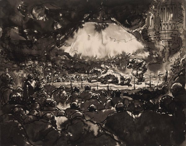 The Sportpaleis in Antwerp  by Alfred Ost - Hand-Painted Oil Painting Reproduction
