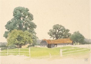A Bedfordshire Farmyard by Alfred Parsons Oil Painting
