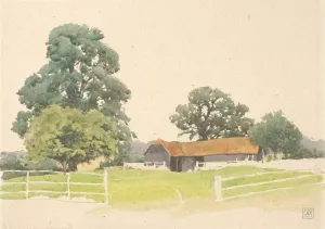 A Bedfordshire Farmyard by Alfred Parsons Oil Painting