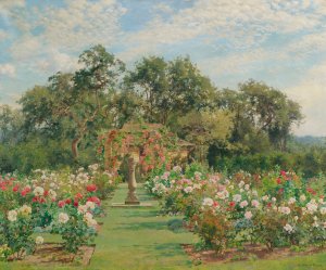 A Sundial In A Rose Garden by Alfred Parsons Oil Painting