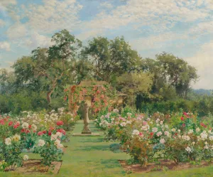 A Sundial In A Rose Garden by Alfred Parsons Oil Painting