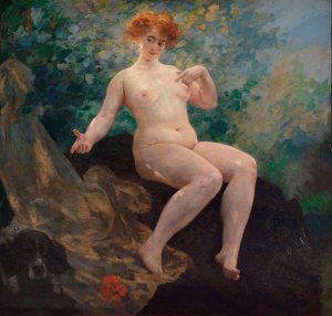 En ete, Femme au chien by Alfred Philippe Roll Oil Painting