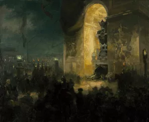 La veillee sous l'Arc de triomphe by Alfred Philippe Roll Oil Painting