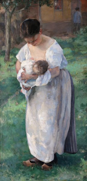 Louise Cattel, wet nurse by Alfred Philippe Roll Oil Painting