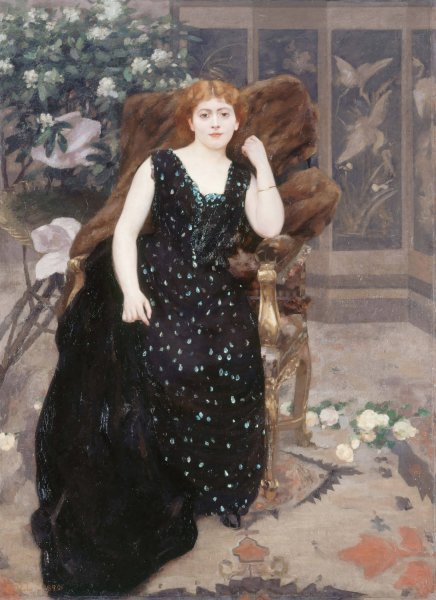 Portrait de Jane Hading  by Alfred Philippe Roll - Hand-Painted Oil Painting Reproduction