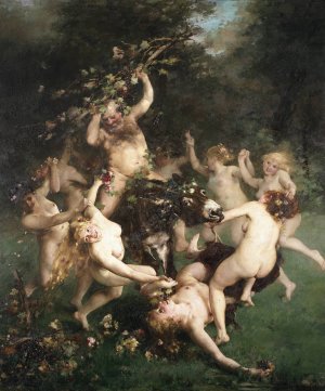 The feast of Silenus by Alfred Philippe Roll Oil Painting
