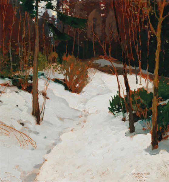 Winter forest  by Alfred Poell - Hand-Painted Oil Painting Reproduction