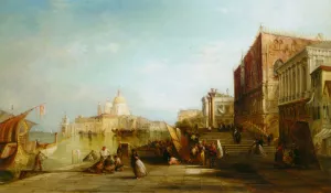 Santa Maria Della Salute From The Riva Degli Schiavoni, Venice by Alfred Pollentine - Oil Painting Reproduction
