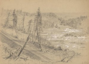 Railroad on the Dalles of the St. Louis by Alfred R. Waud Oil Painting