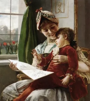 Storytime by Alfred Raudnitz - Oil Painting Reproduction