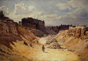 Le percement de l'avenue Junot, a Montmartre Oil painting by Alfred Renaudin