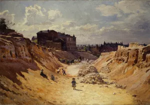 Le percement de l'avenue Junot, a Montmartre Oil painting by Alfred Renaudin