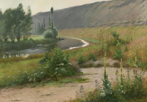 The river at Pagny la Blanche-Cote by Alfred Renaudin Oil Painting