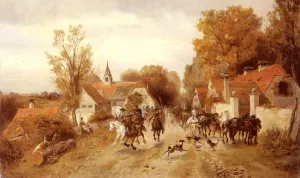 The Approaching Cavalry by Alfred Ritter Von Malheim Friedlander - Oil Painting Reproduction