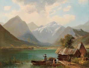 On Lake Achensee, Tyrol by Alfred Schonberger Oil Painting