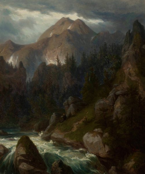 Mount Pyszna in the Tatra Mountains  by Alfred Schouppe - Hand-Painted Oil Painting Reproduction