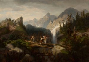 Smugglers in the Tatra Mountains by Alfred Schouppe Oil Painting