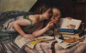 Der Poet und seine Muse by Alfred Schwarzschild Oil Painting