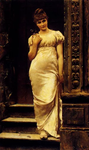 A Young Beauty In A Doorway by Alfred Seifert - Oil Painting Reproduction