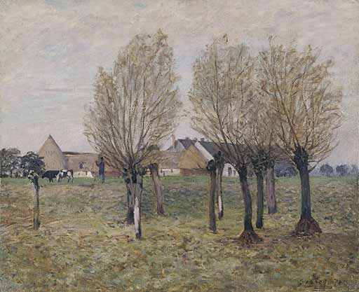 Main Product Photo of A Normandy Farm Painting by Alfred Sisley