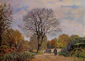 A Road in Seine-et-Marne by Alfred Sisley - Oil Painting Reproduction