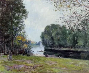 A Turn of the River Loing, Summer by Alfred Sisley Oil Painting