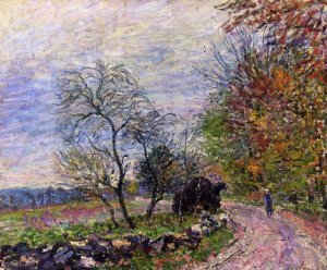 Along the Woods in Autumn by Alfred Sisley Oil Painting