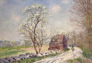 Along the Woods in Spring by Alfred Sisley - Oil Painting Reproduction