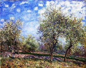 Apple Trees in Flower by Alfred Sisley - Oil Painting Reproduction