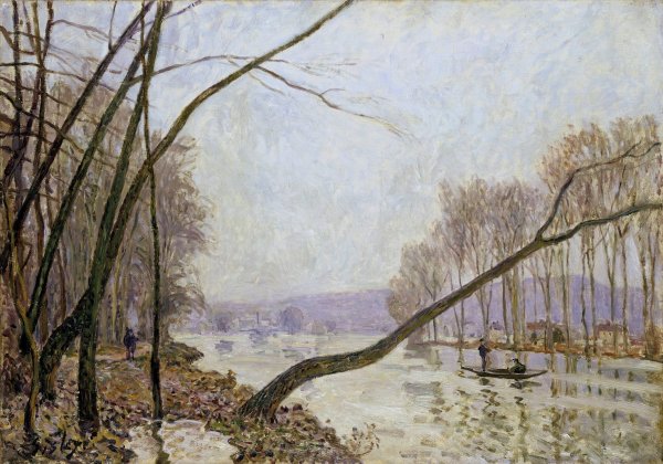 Bank of the Seine in Autumn  by Alfred Sisley - Hand-Painted Oil Painting Reproduction