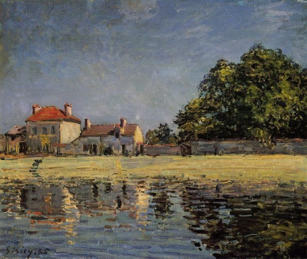 Banks of the Loing, Saint-Mammes by Alfred Sisley - Hand-Painted Oil Painting Reproduction