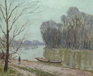 Banks of the Loing, Winter painting by Alfred Sisley