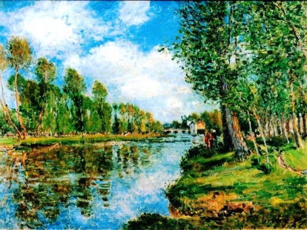 Main Product Photo of Banks of the Loing Painting by Alfred Sisley